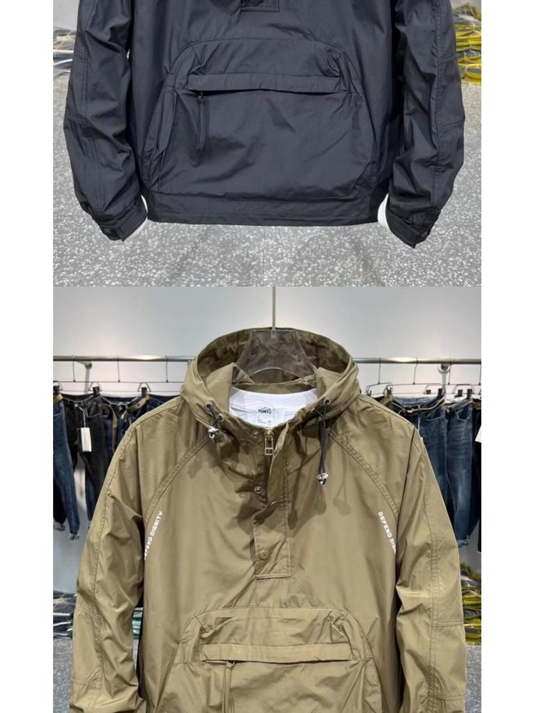 Men's Spring Windbreaker: Casual Loose Hooded Jacket with Big Zipper Pocket
