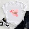(European Size) Love Heart Tee Top Fashion T Shirt Watercolor Trend Cute Women Print Lady Female  Clothing Casual Short Sleeve Graphic T-shirt