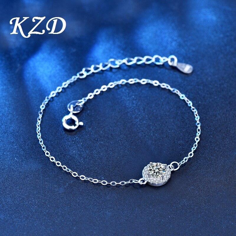 S925 Sterling Silver Armband Smycken Dammode Moissanit Öppet Armband För Flickvän Gåva