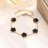 Women's Glossy Pearl Clover Jewelry Set: Bracelet, Necklace, Earrings, Ring