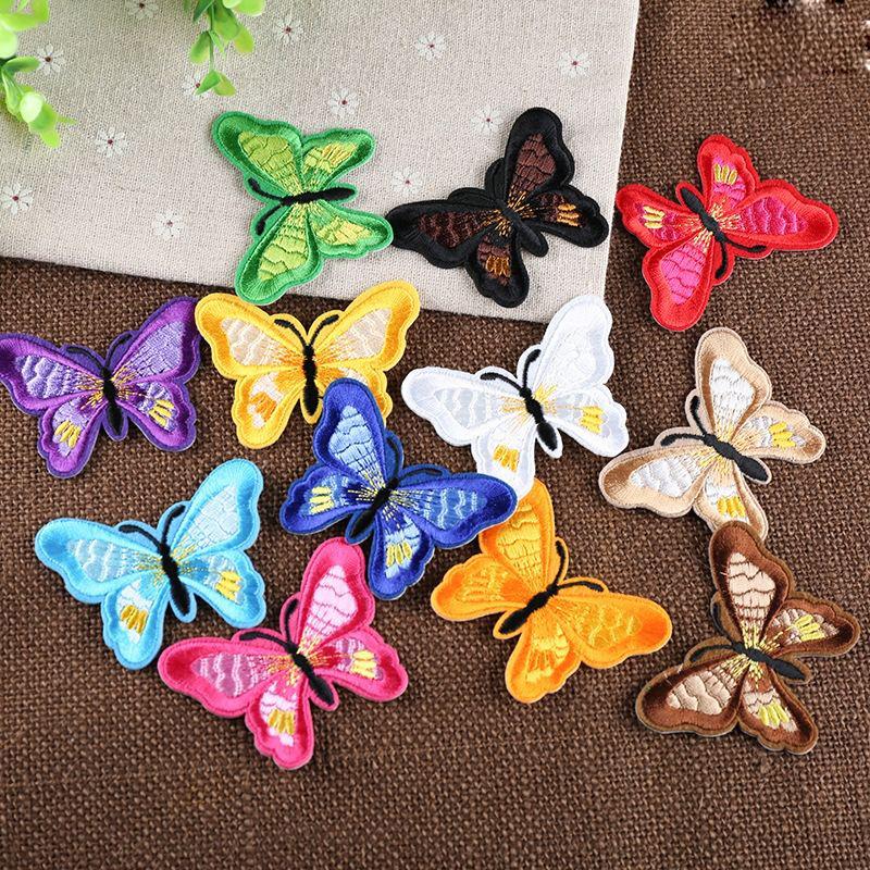 10Pcs Mix Color Embroidery Butterfly Patch Applique Decoration Accessories