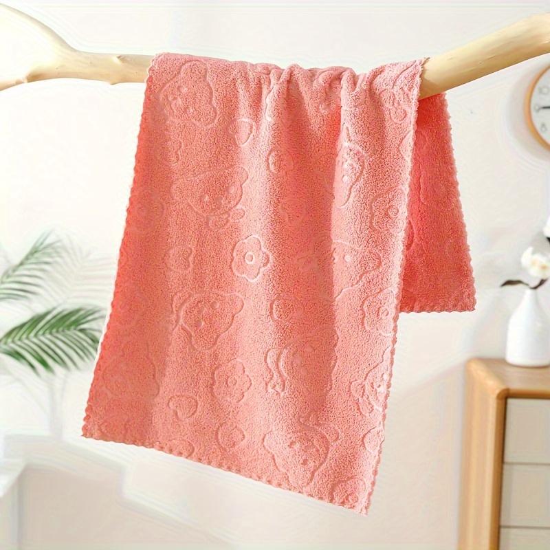 Set of 5 Cute Cartoon Bear Floral Embossed Towels, Soft Absorbent Quick Drying Face Towels, Bathroom and Home Essentials, for Home, Outdoor, RV