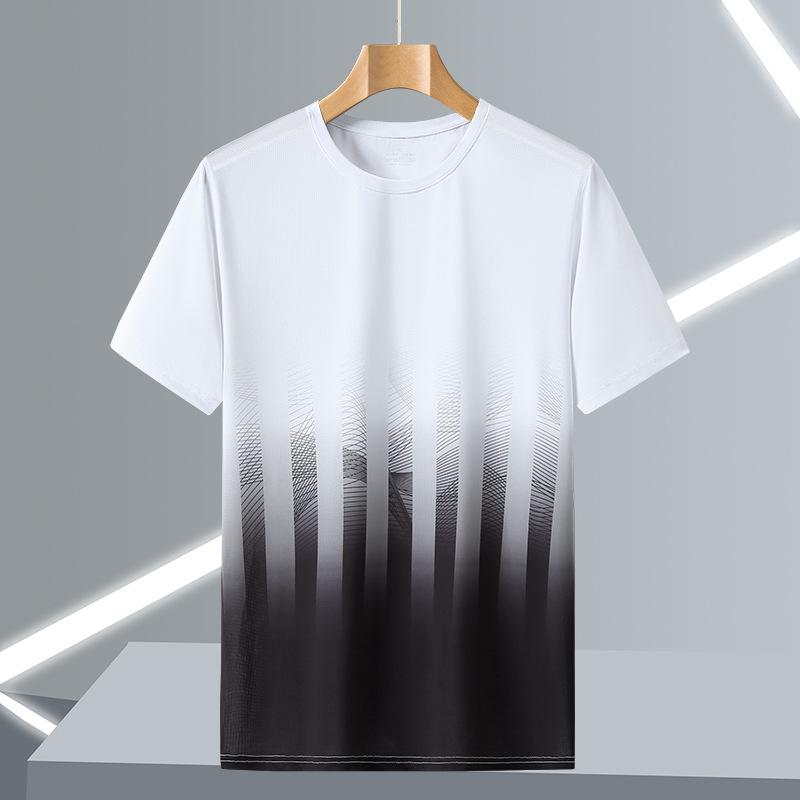Men's Summer Gradual Round-neck T-shirt Plus Size Loose Casual Trend Short-Sleeve Quick-drying Comfortable Soft T-shirt