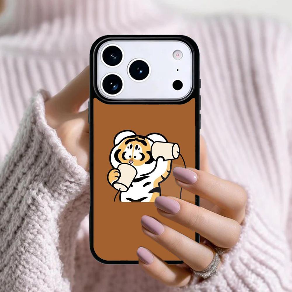 Cartoon Fat Tiger Phone Case For Apple iPhone 17 Air 16E 15 14 Plus 13 12 11 Pro Max Mini Funda Cover