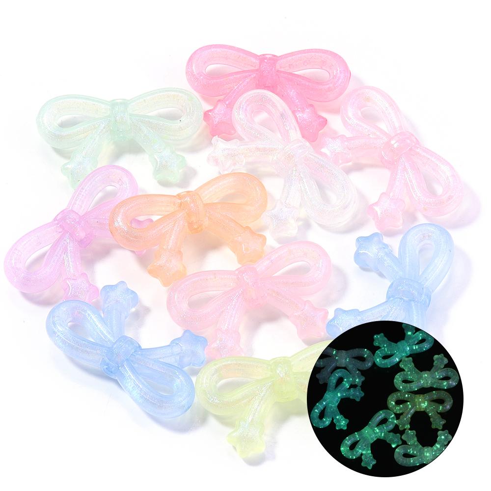 

10pcs 19.5x33.5mm Bow Acrylic Beads Multicolor Sweet Star Bowknot Loose Beads For Jewelry Making DIY Necklace Earrings Keychain
