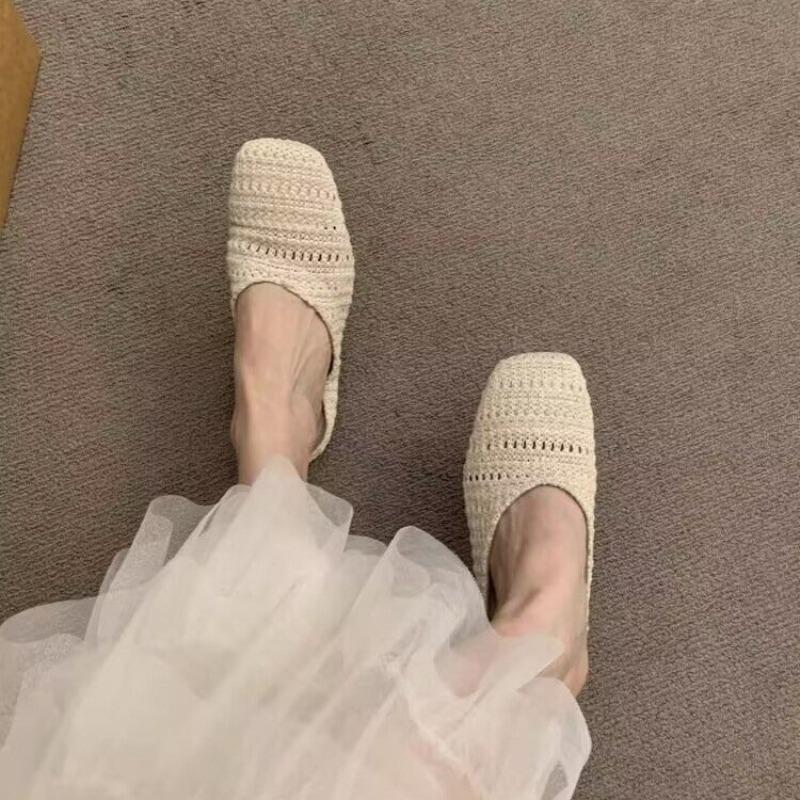 Braided Women's Flat Shoes Slippers Elegant Shallow Mouth Breathable Soft Women's Shoes Summer Walking Slippers