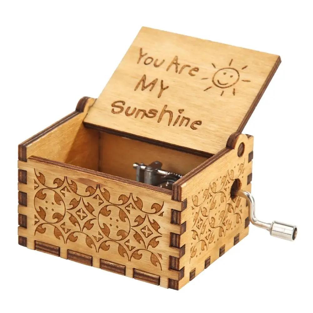 Wooden Hand Crank Music Box Bohemian Rhapsody Theme You Are My Sunshine Music Box Musica Theme Birthday Christmas Gift