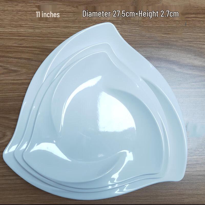 Jijun White Minimalist Melamine Dinner Plate