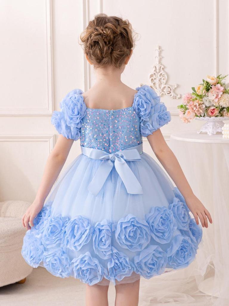 Girls' Flower Puff Tulle Dress - New Style Formal Skirt for Birthdays & Parties