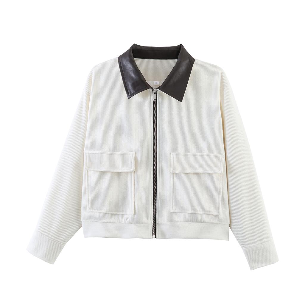 Frühlingsrosa Freizeitjacke Damen Lockerer Schnitt Streetwear Reißverschluss vorne Taschen Lounge Wear Tägliche Oberbekleidung
