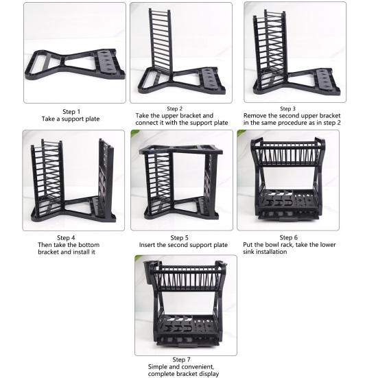 1 Set Dish Drainer Double Layer Detachable High Capacity Save Space Multifunctional Storage Rack Dish Drainer Sink for Dining Room