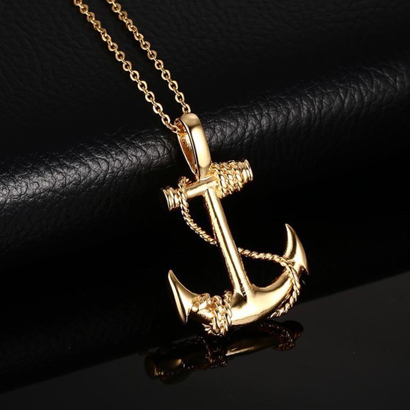 Titanium steel anchor pendant necklace, trendy men's personalized retro cross jewelry, boyfriend gift