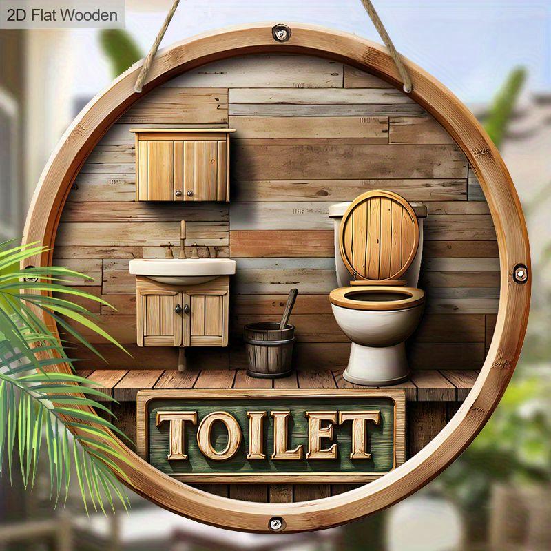 Interesting Toilet Decoration, Wooden Hanging Decorative Signs, Bathroom Wall or Door Decoration, 2D Graphic Products, Housewarming Gifts for Friends