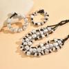 Mehrschichtiger Punk Übertriebene Unregelmäßige Runde Perlen Geknotete Seil Choker Halskette Armband Set Modeschmuck Heißer Verkauf Party Geschenk