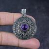 Sage Amethyst Gemstone Handmade 925 Sterling Silver Jewelry Pendant 1.75" D5W27