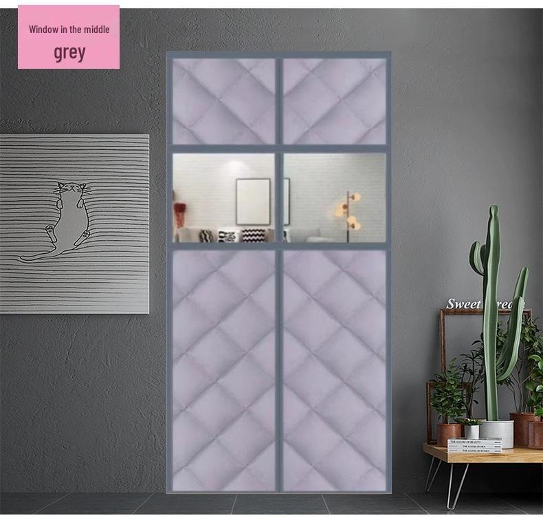 Winter Geïsoleerd Winddicht Katoenen Deurgordijn met Magnetische Zuiging - Warme Huis Airconditioning Barrière, Geen-Boor Scheidingswand Installatie