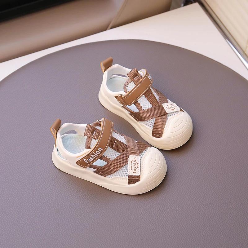 

New Children s Full Flat Sports Ergonomic Soft Bottom Neutral Children s Sandals Summer Hollow Baby Walking Shoes 20 хакі