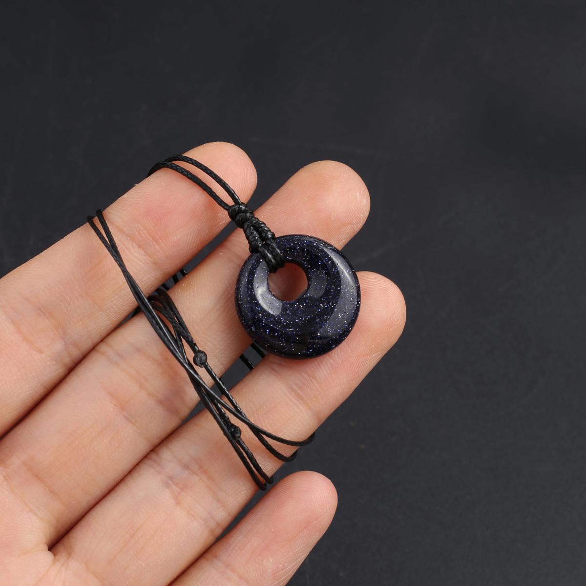 

1шт кристалл ожерелье кулон, круглый натуральный камень агат содалит нефрит аметист драгоценный камень кулон ожерелья для женщин мужчин ювелирные изделия подарки на день рождения 18 мм 1Pc-Blue Sandstone/18mm