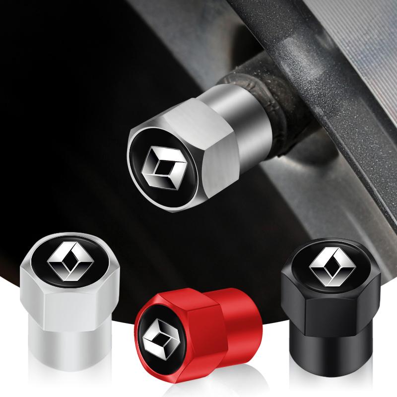 4Pcs Metal Car Wheel Tire Valve Caps Airdust Covers For Renault RS Megane 2 3 4 Trafic Scenic Clio Captur Twingo QM6 Accessories LL8