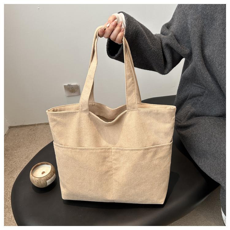 Damen Baumwoll-Tragetasche, Große Kapazität, Reißverschluss, Schulter-Handtasche, Weiche Eimer-Tasche mit Innentasche