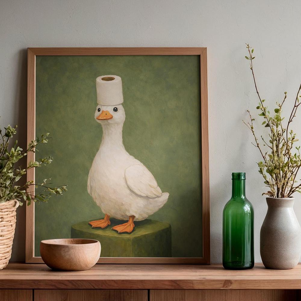 Poster Anatra Divertente, Stile Vintage Pittura su Tela per Parete del Bagno Poster con Citazione Divertente Toilette Wc Decorazioni per la Casa Stampe