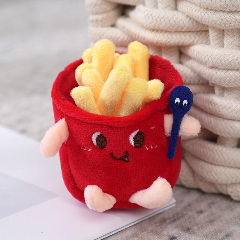 Cute And Creative French Fries Hamburger Figurine Hanging Backpack Couple s Plush Hanging Decoration Car Keychain