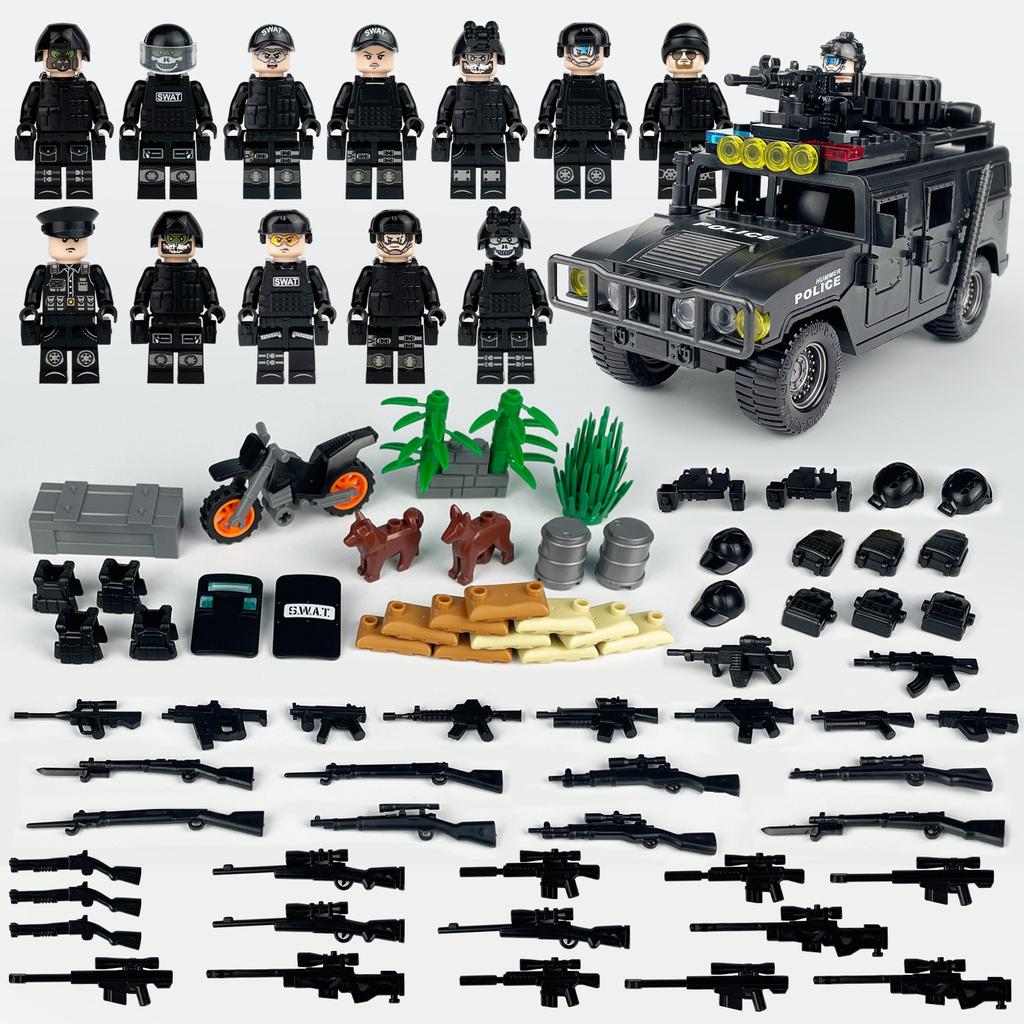 MOC City Series Black Special Police Weapon Accessories Human Children's Building Blocks