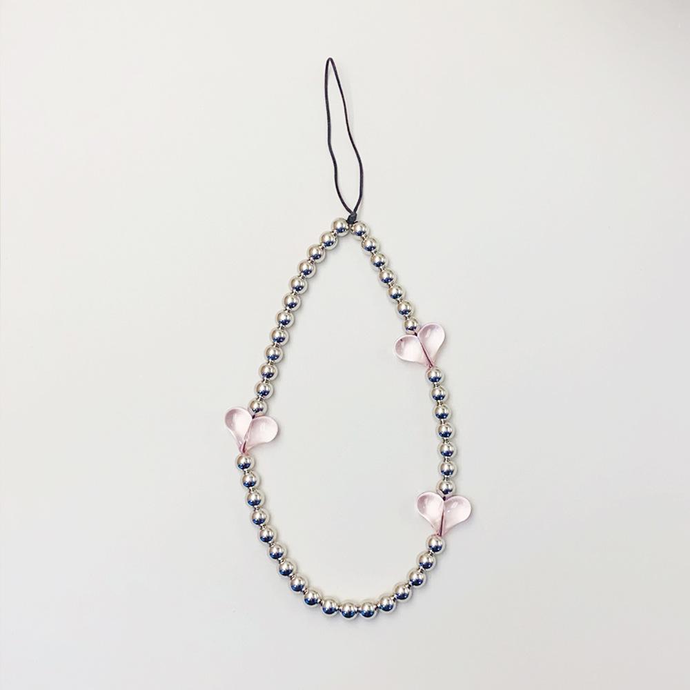 

INS wind pink love acrylic CCB beads fashion anti-lost hand carry pendant mobile phone chain розовый