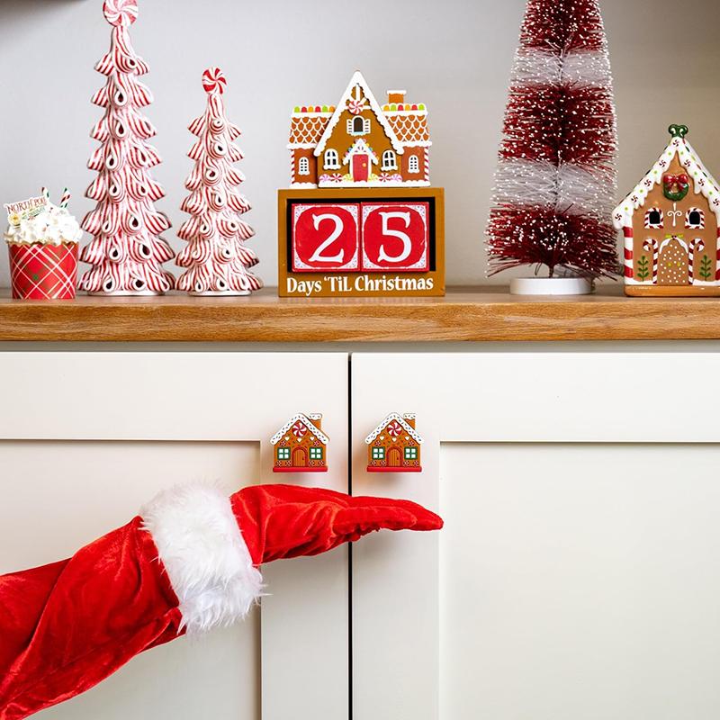 WTEMPO Christmas Decorative Cabinet Handle Covers Stretch Over Hardware Decorations Holiday Christmas Festive Door Knobs for Kitchen Bathroom Dressers