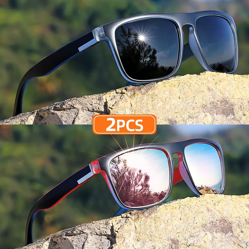 1/2pcs Classic Square Sunglasses for Men Women Gradient-Colored Temples Couple Set UV Protection Fashion