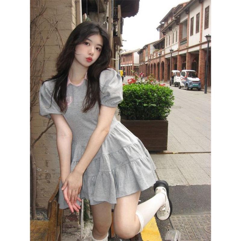2025 French Retro Petite Puff Sleeve Dress - Fleeing Princess Fluffy Skirt S