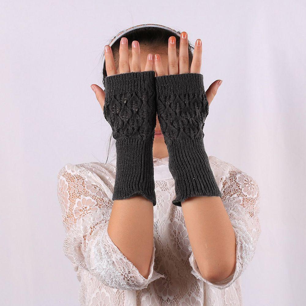 Protable Winter Autumn Warm Wool Wrist Gloves Half Mitten Exposed Finger Knitted Wool Glove