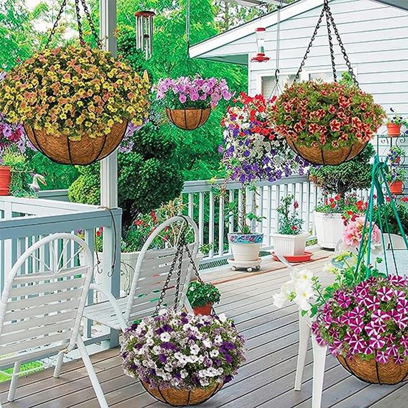 Set di 2 fioriere rotonde a cesto di fiori