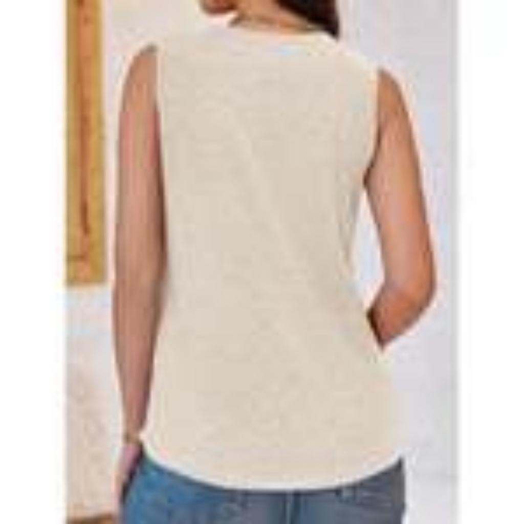 Summer Women's V-neck Sleeveless Tank Top, Loose Fit Casual & Formal Vest, Comfortable Fashion Blouse Top