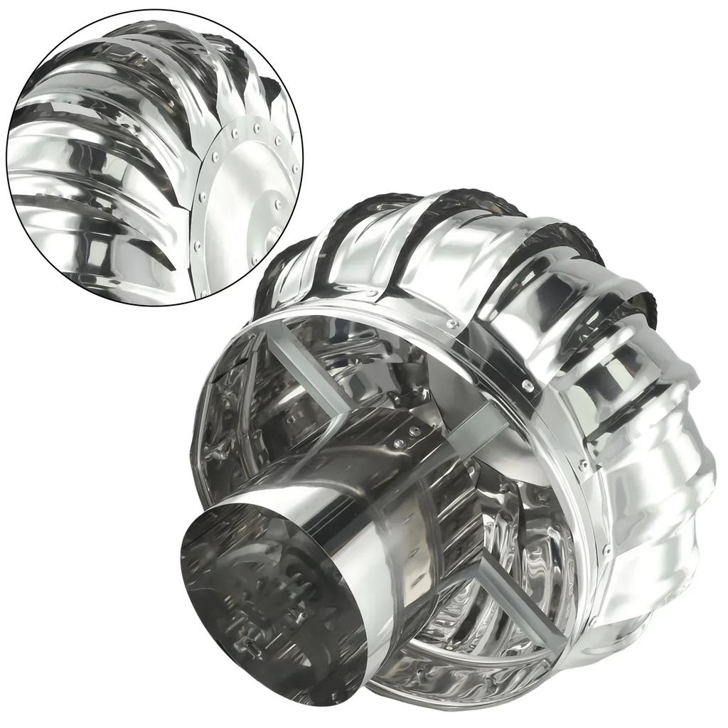 Rotierende Kaminhaube aus Edelstahl schützt die Rauchrohrbelüftung und das Rauchabzugsgerät. Regendichter Lüftungsventilator