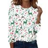 Women's Fashion Casual H Printed V-Neck Long Sleeve Decorative Button T-Shirt Tops