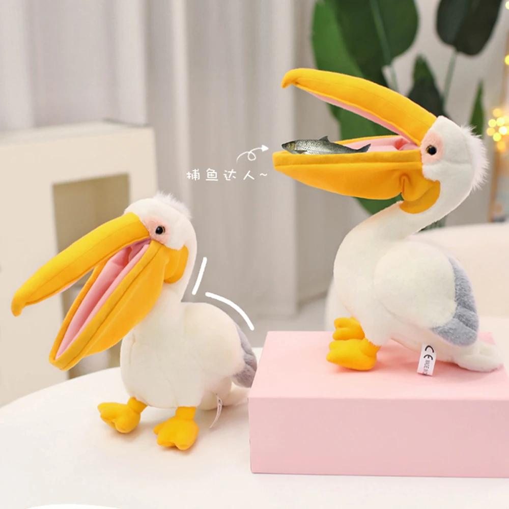 New Cartoon Pelican Plush Toys Realistic White Pelican Stuffed Bird Animal Soft Dolls Promotional Cheap Christmas Birthday Gifts