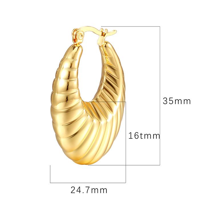 French Style Light Luxury High-grade Titanium Steel Hollow Earrings Stainless Steel Plated 18K Gold Geometric Titanium Steel Earrings