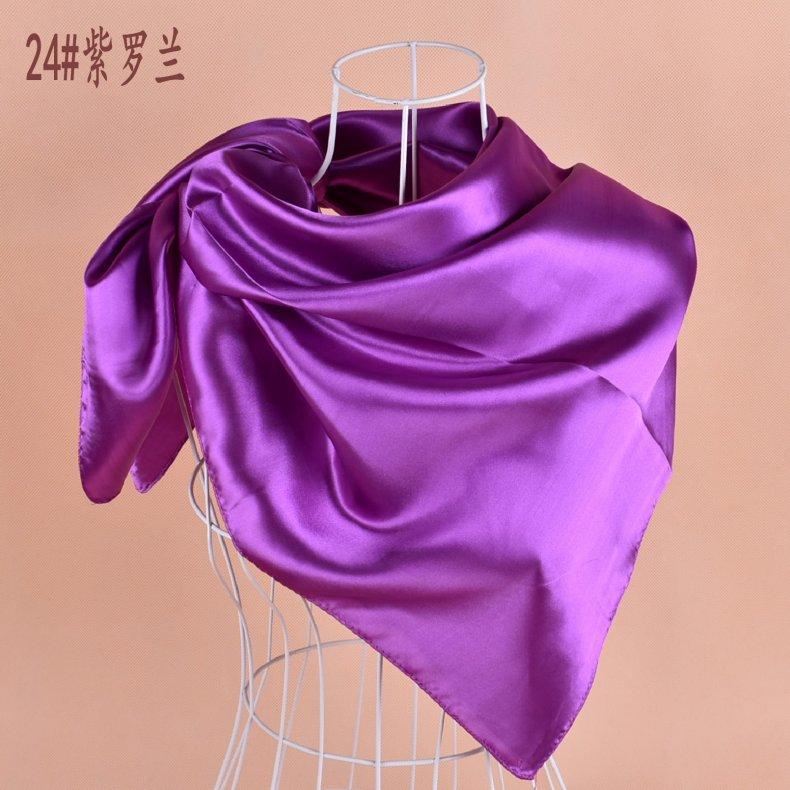 Solid Color Silk Scarf Square 90*90 Headscarf Foulard Satin Bandana Cheveux Neckerchief Hijab Accessoires For Woman Hair Scarf