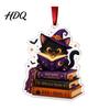 Spooky Home Decor Halloween Reading Ghost Hanging Ornament Acrylic Holding Book Pumpkin Mummy Ornament Black Cat Decor 2D Cartoon Bookish