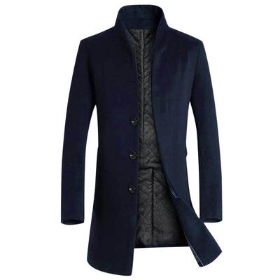 Men Autumn Winter Mid-Length Trench Jackets Solid Casual Single Breasted Long Sleeve Lapel Collar Jacket Male Slim Overcoat