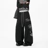 American Retro Letter Print Contrasting Waist Slacks Women's Loose and Thin Jazz Hip-hop Wide-leg Trousers