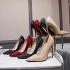 Embossed French girl high heels stiletto large size sexy bridesmaids wedding banquet pointed temperament women's shoes
