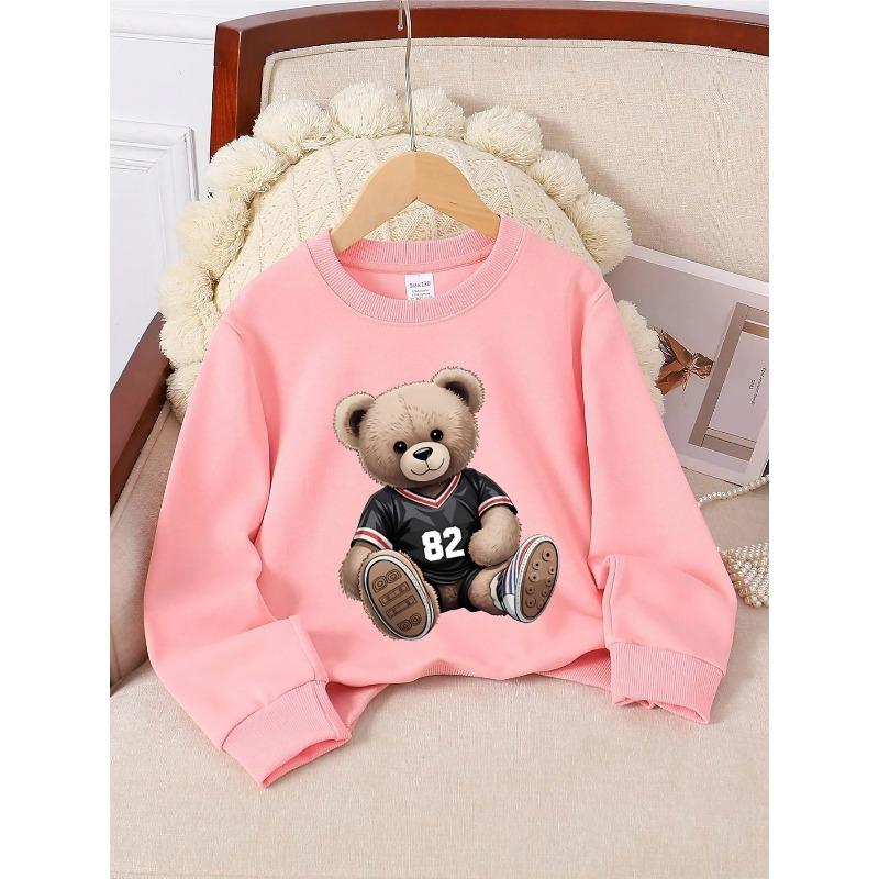 European Sizes Kids' Round-Neck Hoodie | Teddy Bear Football Jersey Number, , Sportswear and Casual Wear, Soft and Comfortable, Playful Design