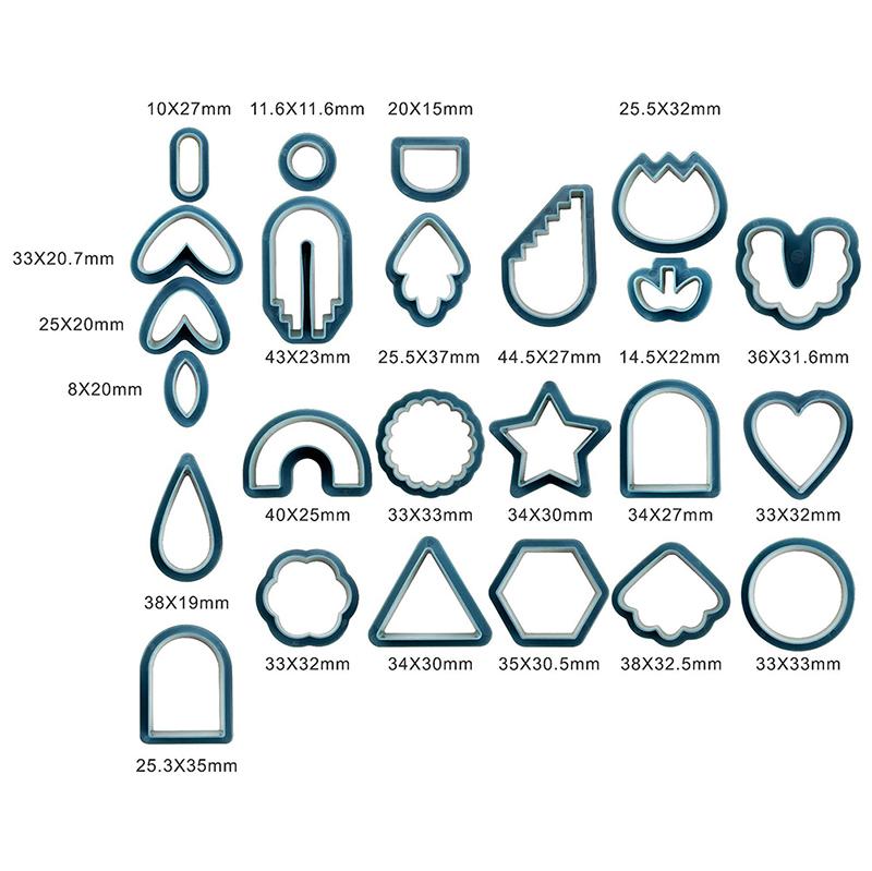 24Pcs/Set Polymer Earring Cutters Plastic Clay Cutter Set Jewelry Mold Earring Making Accessories Kids Diy Clay Tools