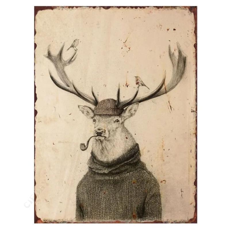 Vintage Bear In Retro Clothing Metal Tin Sign Wall Decor 20x30cm