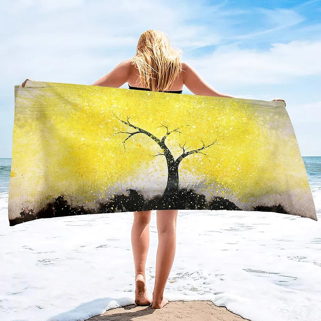 Mikrofaser Sandfreies Strandtuch Schnelltrocknend Super Saugfähig Übergröße Groß Dünne Handtücher Decke Boho Bohemian Abstrakter Baum