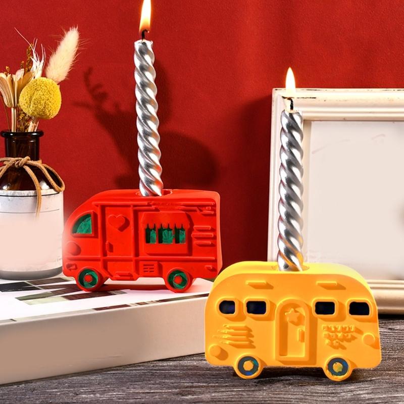 Versatile Buses Candle Holder Mold Detailed Silicone Bus Candle Stand Mold for Handcraft Lovers and DIY Enthusiasts