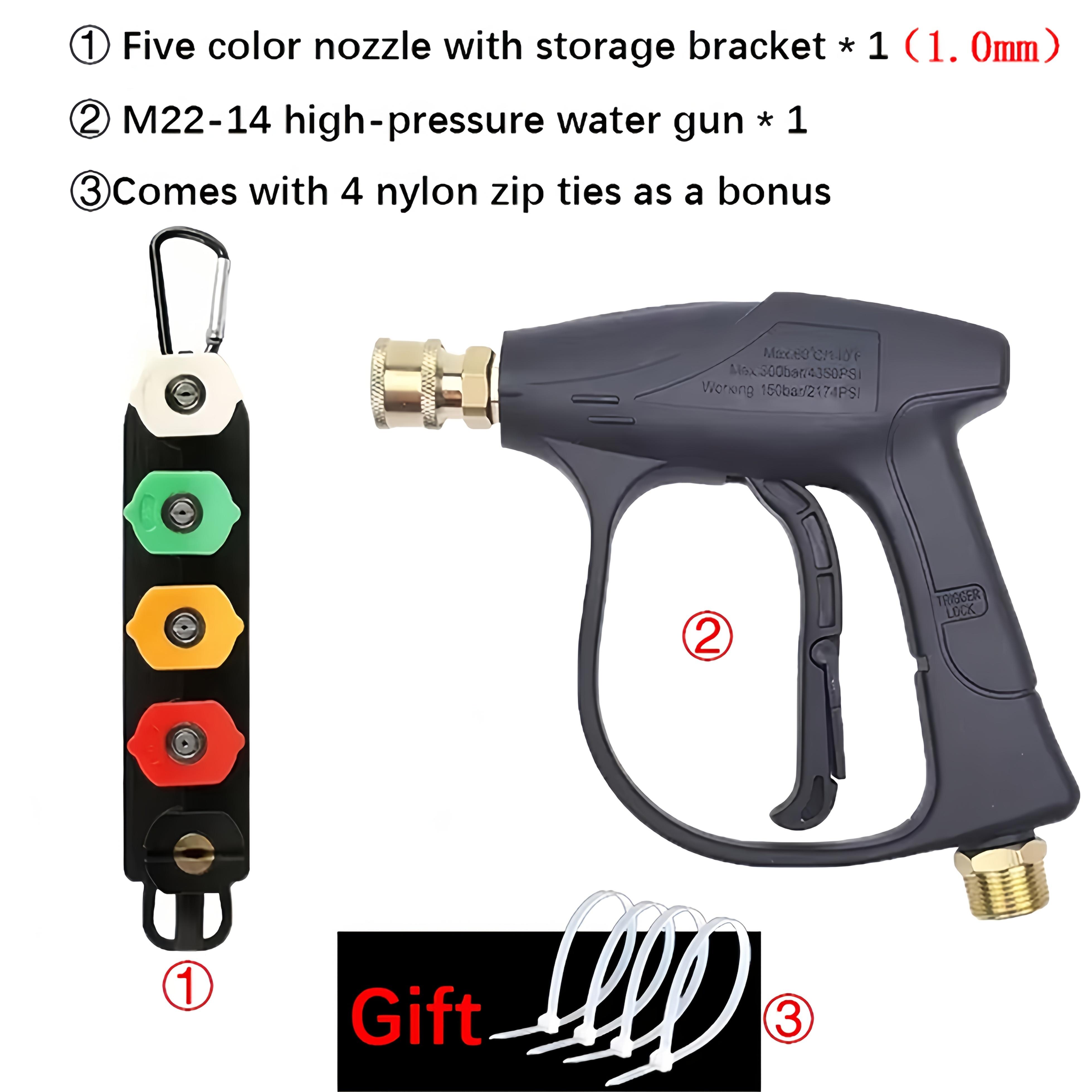 Водяной пистолет для мойки автомобилей высокого давления используется с аппаратом для очистки холодной водой высокого давления, 1/4 быстросъемный интерфейс, 5 цветных насадок с основанием для хранения
