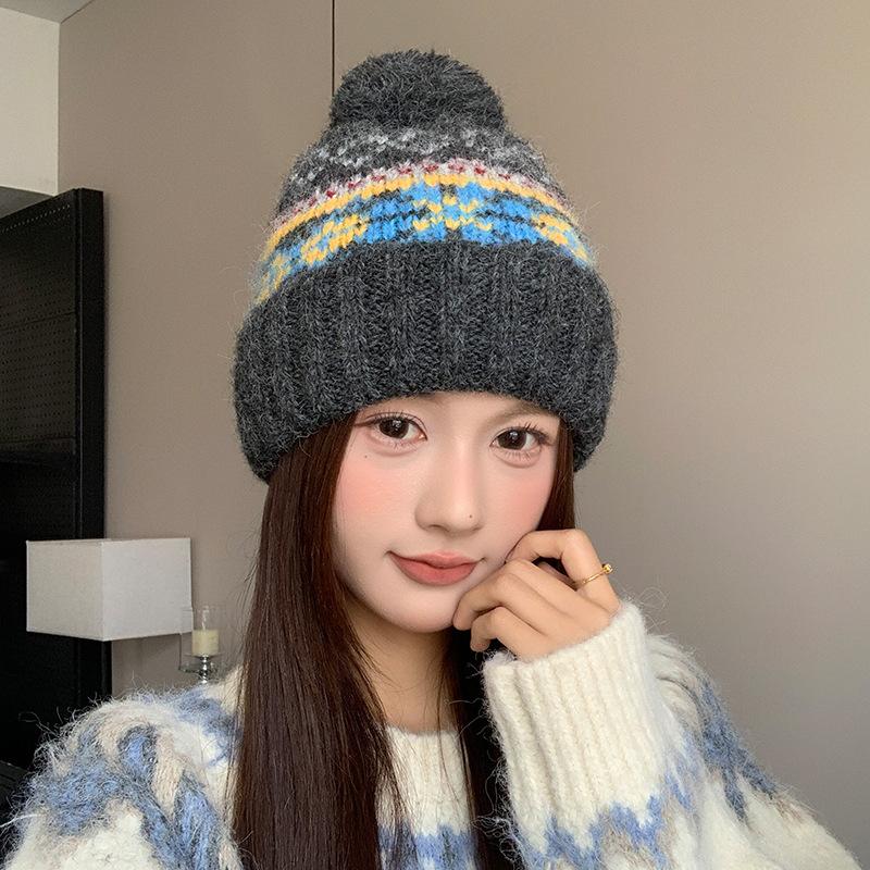 Шерстяные шапки Детские Осенне-зимние Флисовые Теплые Защищающие уши Шапки-пуловеры с помпоном Корейский стиль Универсальные Вязаные шапки one size